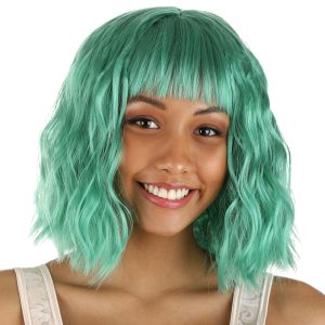 Women's Bright Teal Wavy Wig