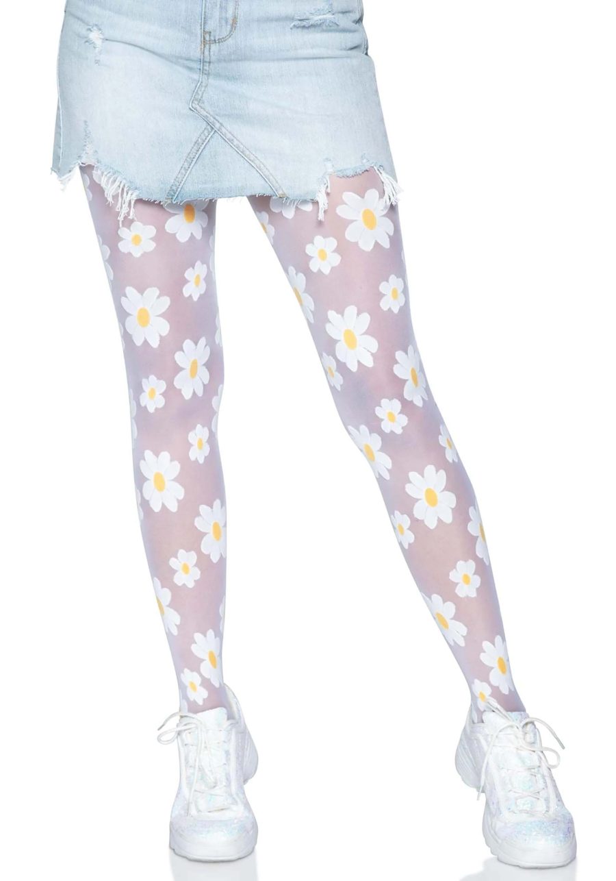 Women's Daisy White Tights