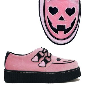 Women's Pink Velvet Jack O' Heart Creeper Shoe