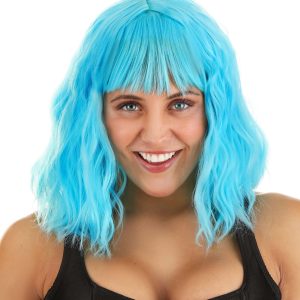 Women's Sky Blue Wavy Wig