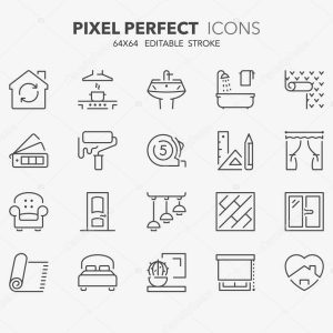 home decoration thin line icons