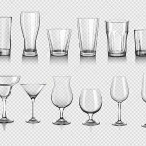 realistic empty glasses set