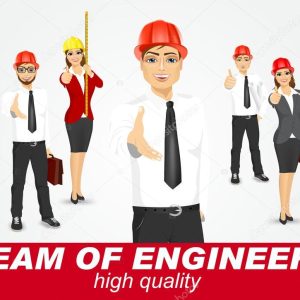 set of happy architects or engineers