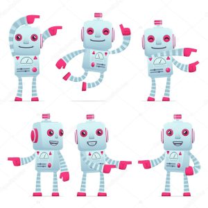 set of robot character in different poses