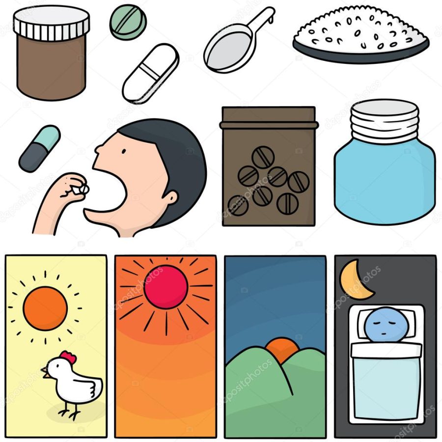 vector set of taking medicine instruction