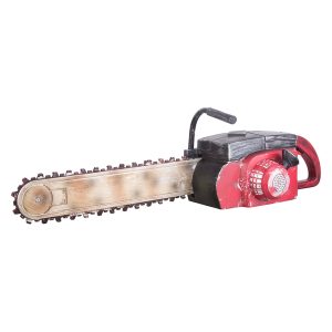 Animated Red Rusted Finish Chainsaw Decoration