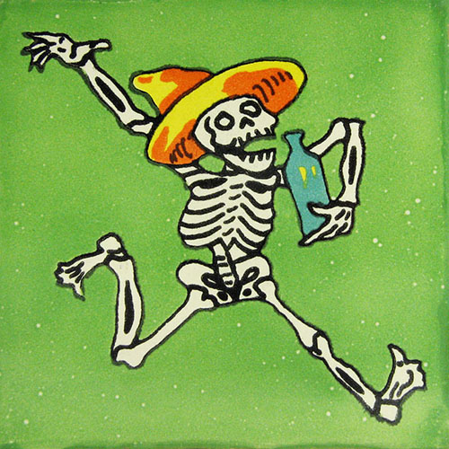 Bandito Green Hand-Painted Talavera Tile