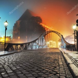 Beautiful view of the old town bridge at night