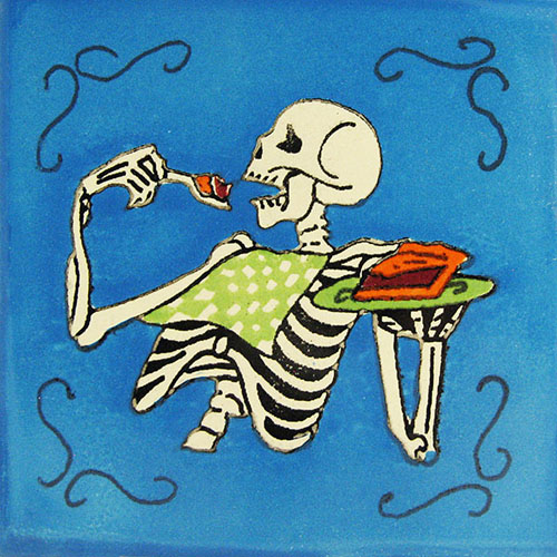 Bon Appetit Blue Hand-Painted Talavera Tile