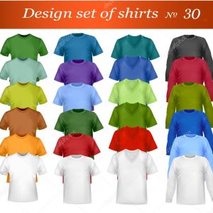 Color and white men polo shirts and t-shirts. Photo-realistic vector illust