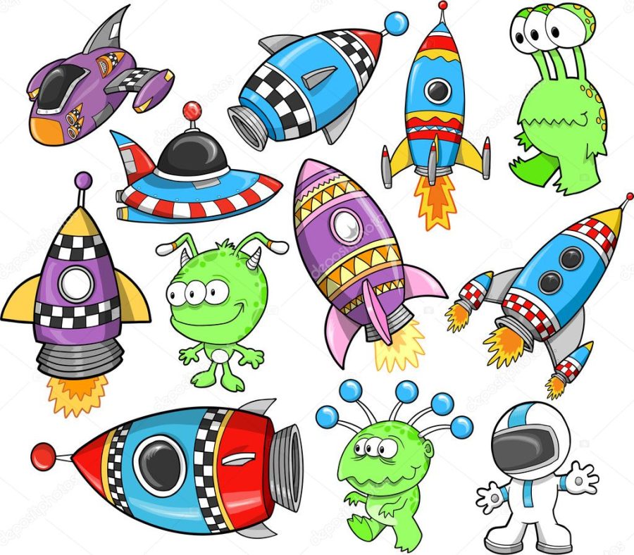 Cute Outer Space Vector Design Elements Set