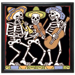 Day of the Dead Ceramic Tile withAnodized Aluminum Frame