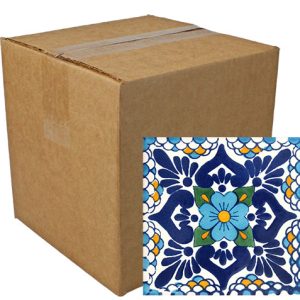 Escamilla Azul Hand-Painted Talavera Tiles (Pack of 9)