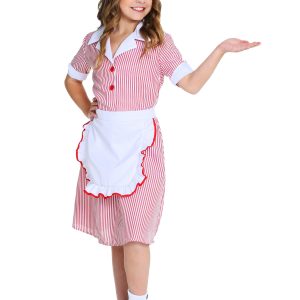 Girl's 50's Retro Car Hop Waitress Costume