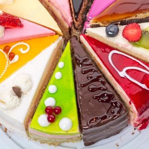 Half of the different pieces of cake