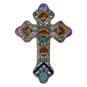 Hand-Painted Talavera Cross by Tomas Huerta