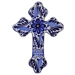 Hand-Painted Talavera Cross by Tomas Huerta