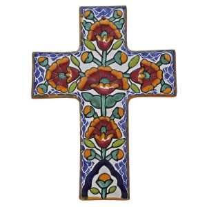 Hand-Painted Talavera Cross by Tomas Huerta