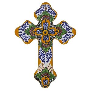 Hand-Painted Talavera Cross by Tomas Huerta