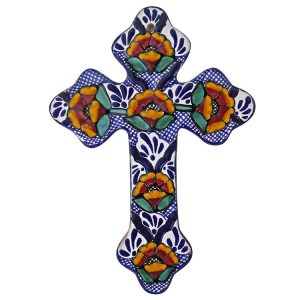 Hand-Painted Talavera Cross by Tomas Huerta
