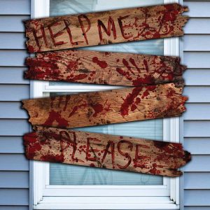 Haunted Bloody Help Me Wooden Window Boards Decoration