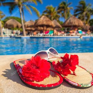 Holiday accessories at swimming pool