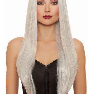 Long Straight: Gray/White Mix Wig