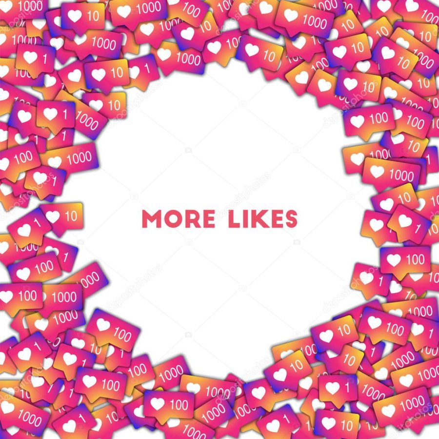 More likes Social media icons in abstract shape background with gradient counter More likes