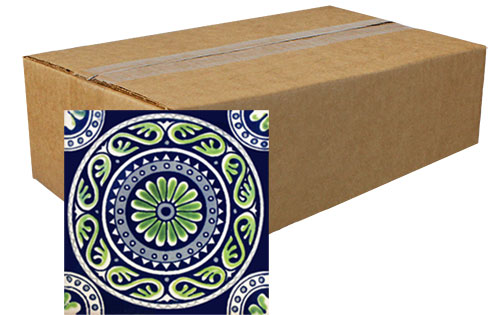 Oceano Verde Hand-Painted Talavera Tiles (Pack of 45)