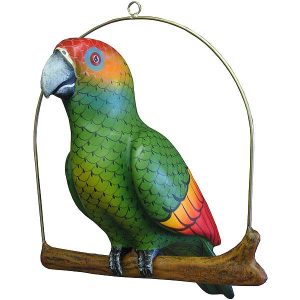 Paper Mache Parrot on Perch