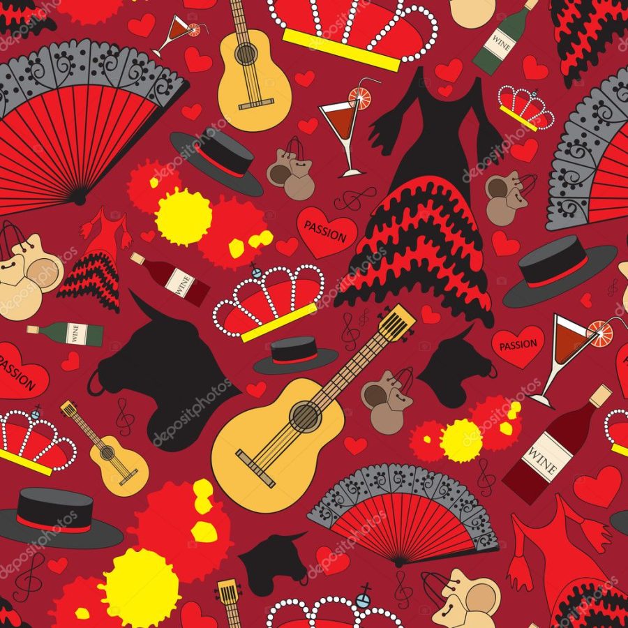 Pattern with symbols of Spain for use in design