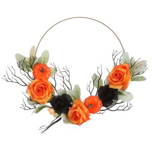 Pumpkin Halloween Flower Wreath Decoration