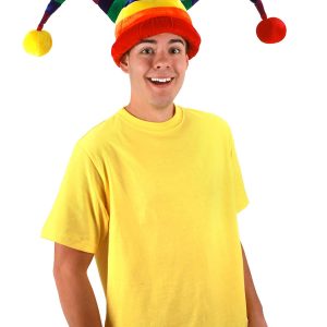 Rainbow Wacky Jester Plush Costume Hat