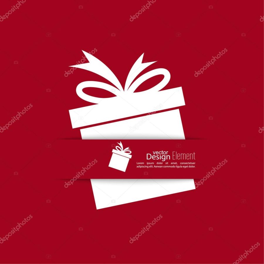 Ribbon in the form of gift with shadow and space for text.