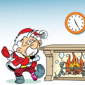 Santa Claus by the fireplace