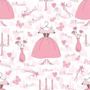 Seamless pattern with accessories of a princess
