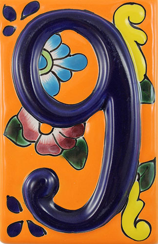 Talavera House Number 9:Orange Floral