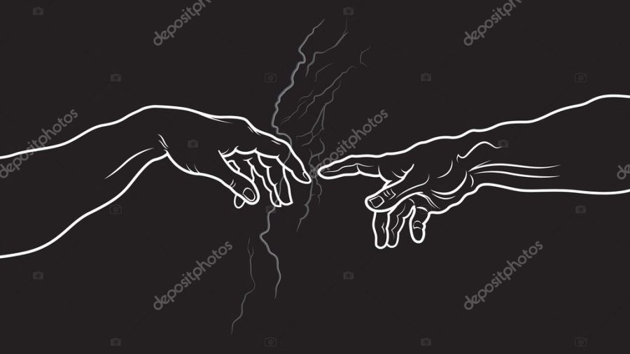 The Creation of Adam. Fragment (Invert version)