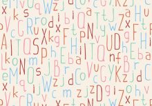 Vector seamless pattern of colorful hand drawn font. Beautiful simple letters background. Doodle typographic symbols.