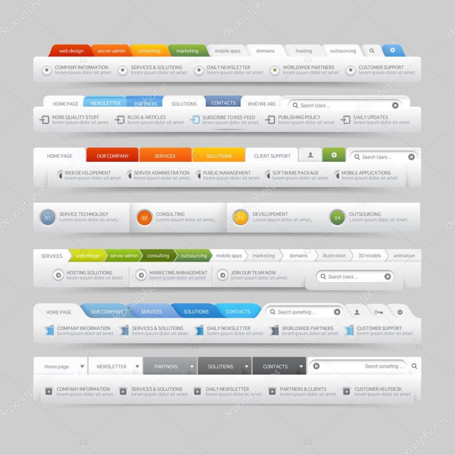 Web site design template navigation elements