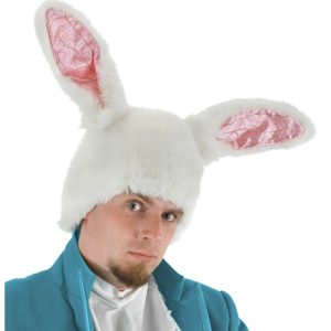 White Rabbit Plush Ears Costume Hat