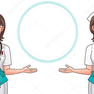 Young pretty nurses guide information, indicating information