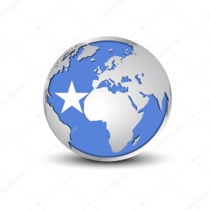 flag of SOMALIA in glossy globe