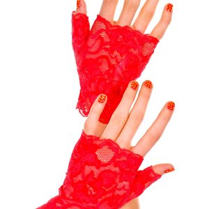 Adult Red Lace Fingerless Gloves