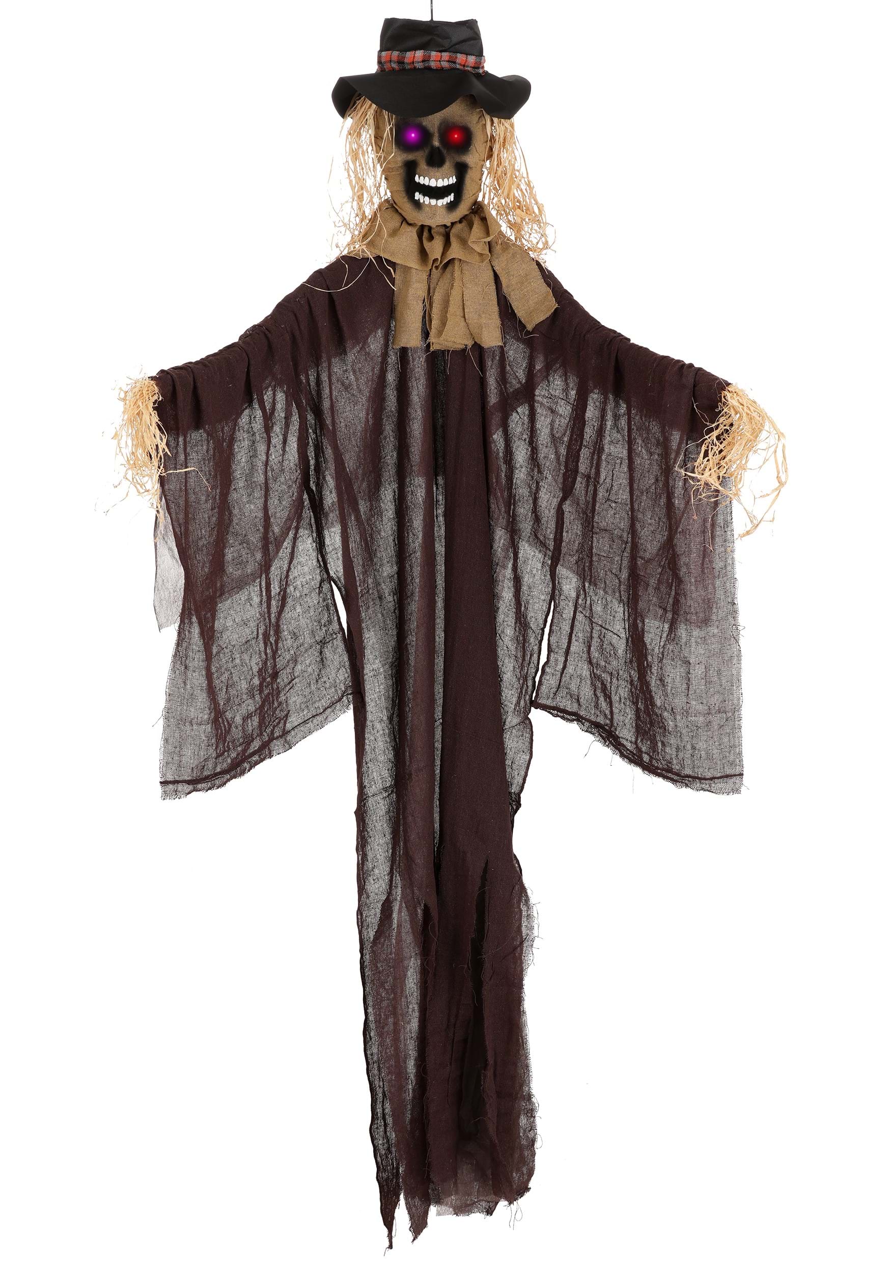 5.5FT Hanging Scarecrow with Color Changing LED Lights Prop