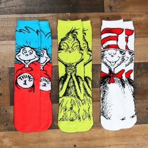 Adult Dr. Seuss Characters 3 Pairs Crew Sock Set