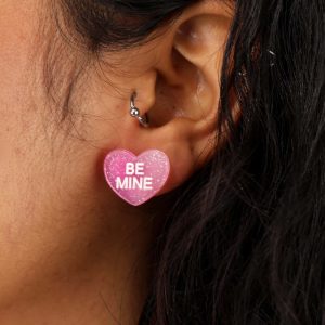 Be Mine Heart Lucite Stud Earrings