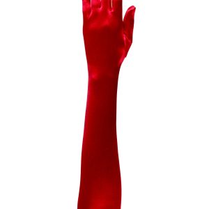 Plus Size Red Elbow Length Gloves for Adults