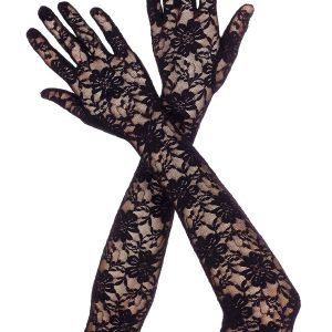 Women's Extra Long Black Lace Gloves