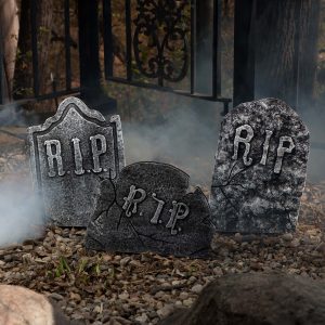 Crooked Stone Tombstone Set Halloween Decoration